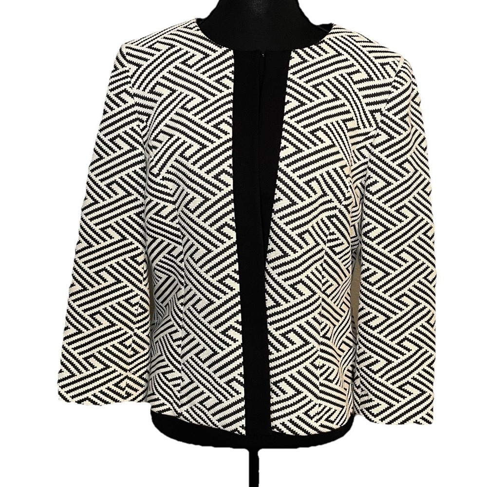 Tahari ASL Geo-Print Jacquard Blazer Petite Size 8P